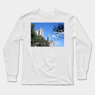 Paris Notre Dame de Paris Cathedral Before the Fire Long Sleeve T-Shirt